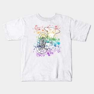 Tuba Rainbow Colours Tubaist Brass Musician Kids T-Shirt